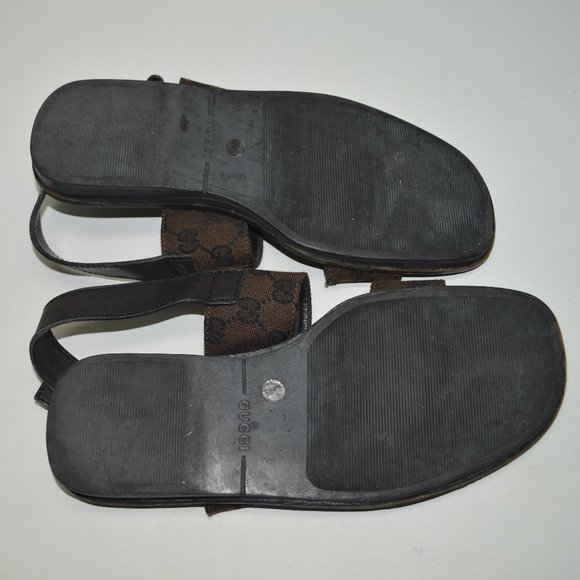 Gucci Brown and Black Monogram Sandals - Picture 13 of 14